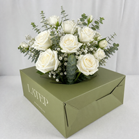 Wellpappe-Blumenlieferbox Maßgefertigte Kartonverpackung Robuste Quadratische Blumentransportbox mit Gestanztem Griff