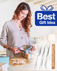 Fein kochende Pinzette Set Profession elle Edelstahl-Lebensmittel zange Küche Schwarz Lange Koch pinzette zum Kochen Dekorieren und Grillen - Product Image 4