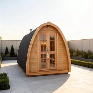 Cabine de sauna extérieure Hemlock avec porte et fenêtres pour hôtel et usage familial, chauffage à pierre volcanique 4500 Watts - Product Image 2