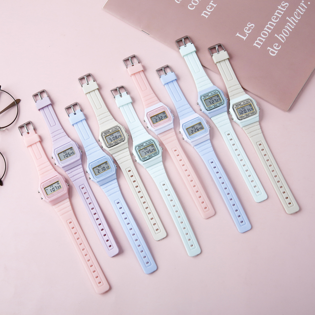 Fashion 7 Colorful Light Bright Candy Style Kids Birthday Gifts Digital Watch Waterproof Girls Boys Electronic Sport Wristwatch
