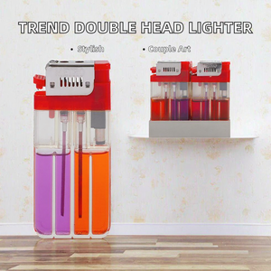 Accendino a Gas Ecologico Shunfa a Doppia Fiamma per Esterni, con Fiamma Aperta, in Plastica, per Sigarette, Ideale per Omaggi - Product Image 2