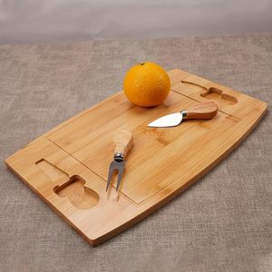 Juego de tabla de quesos de bambú con cuchillo y tenedor de 40x25x1.4 cm para uso doméstico y portátil - Product Image 2