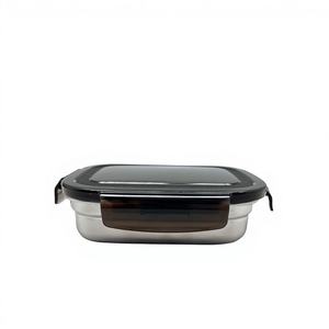 Conteneur de stockage alimentaire en acier inoxydable de 350 ml, compatible micro-ondes et lave-vaisselle, avec couvercle hermétique - Product Image 1