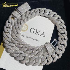 20mm VVS Moissanite 925 Prata Lua Forma Colar Iced Out Diamante Fino Hip Hop Jóias Miami Cubano Link Cadeia Colar - Product Image 1