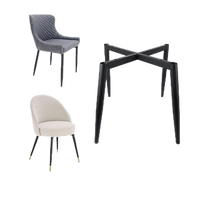 Base de chaise moderne de luxe en métal doré à 4 pieds coniques, support en X croisé pour chaise de salle à manger et tabouret