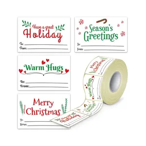 Custom Roll Adhesive Thank You Cards Kraft Paper Christmas Gift Sticker Printing Labels