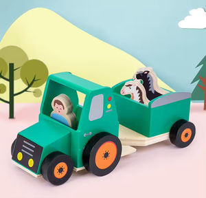 EDULAND Nouveau Jouet en Bois pour Bébé, Modèle de <span class=keywords><strong>Tracteur</strong></span> et Petite <span class=keywords><strong>Remorque</strong></span>, <span class=keywords><strong>Jeu</strong></span> de Société Interactif Parent-Enfant, Unisexe - Product Image 2