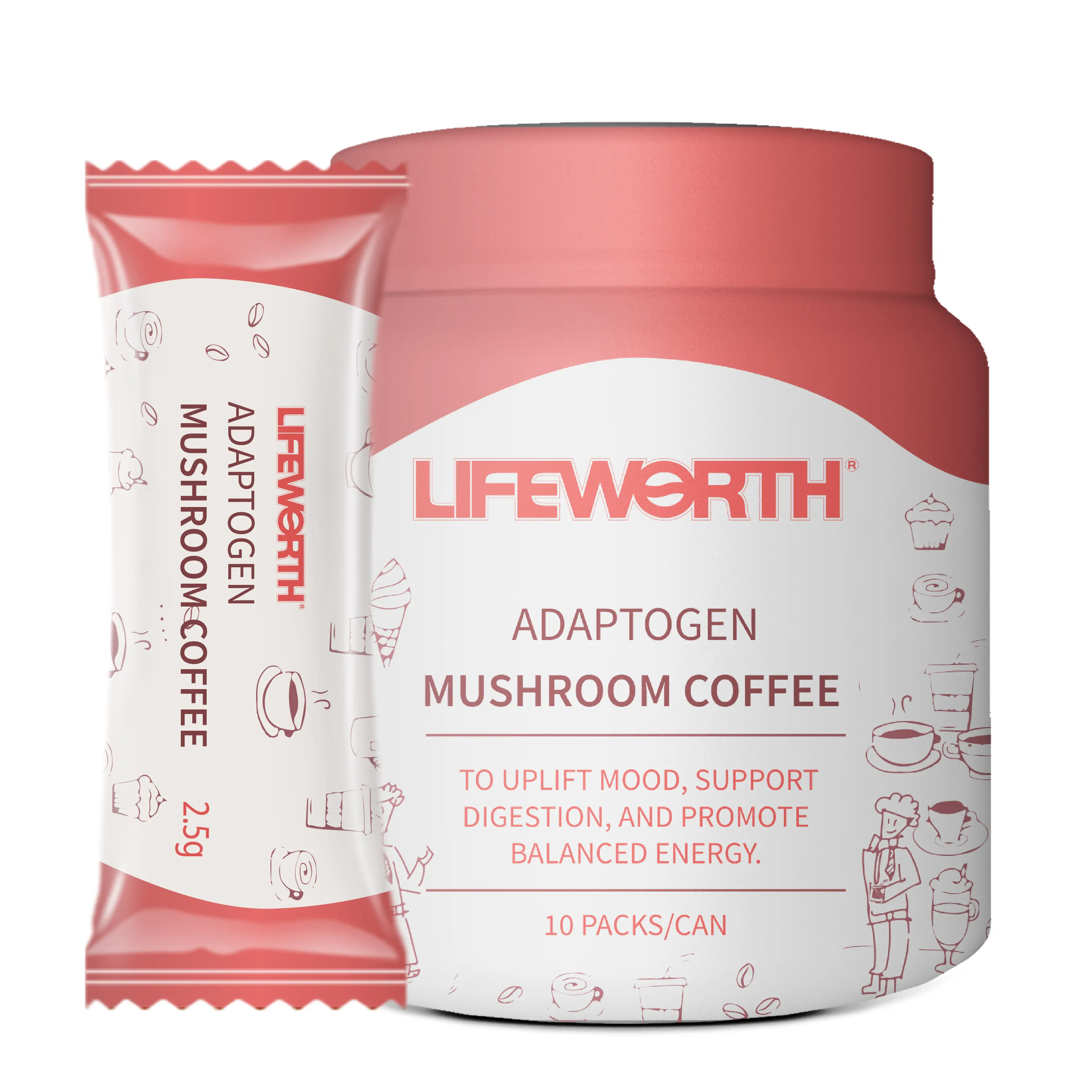 LIFEWORTH смесь растворимого кофе порошок Reishi Львиная Грива полезный органический гриб латте кофе