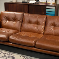 Canapé d'angle de bureau exécutif et de salon, 2,6 mètres, une place, trois places, surface en cuir véritable, bois massif