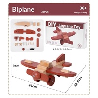 Ensemble de jeu interactif en bois de hêtre : Avion en bois, catapulte, échelle, canon avec figurines de poupées – Jouet éducatif fait main pour l'apprentissage des enfants