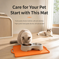Tapis d'alimentation pour animaux de compagnie en silicone avec logo personnalisé, antidérapant, anti-déversement, étanche, avec poignée, facile à nettoyer pour les bols de chien et de chat