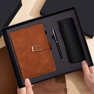 Ensemble cadeau d'affaires, carnet en cuir PU A5 avec stylo et bouteille d'eau de 500 ml, pour logo personnalisé, coffret cadeau de marque d'entreprise - Product Image 4