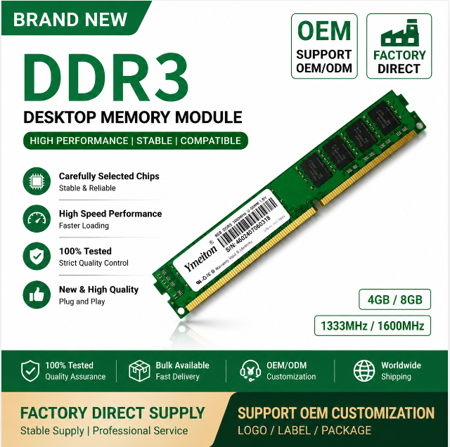 In Stock Ymeiton 8GB DDR3 ECC 1600MHz 240-Pin DIMM 1.5V PC3-12800 Desktop for Gaming PC/Office Computer