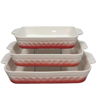 Plat à four en porcelaine à motifs en relief, plat de cuisson en céramique rectangulaire avec poignées pour la cuisine