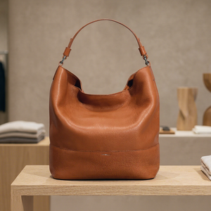Pochette en cuir de buffle véritable écologique, bandoulière, légère, grande capacité, fermeture éclair étanche, durable - Product Image 4