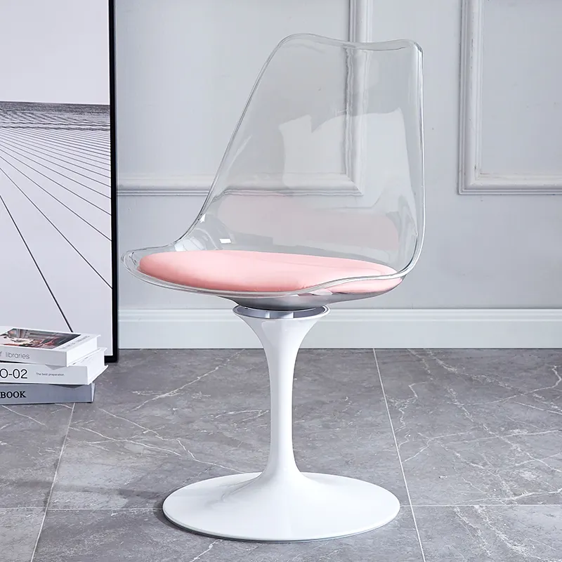 Living Room Furniture PP Dinning Transparent Tulip Chair Transparent Chair with PC seat and back PU cushion