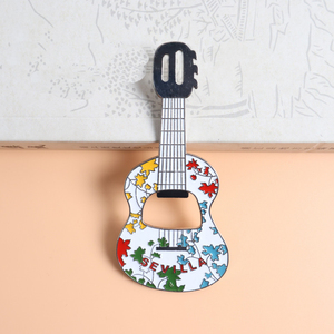 Abridor de Botellas con Forma de Guitarra de Aleación de Zinc Art Deco de <span class=keywords><strong>Sevilla</strong></span>, España, Personalizable, Tamaño Mediano, Imán para Refrigerador, Recuerdo Turístico, Venta al por Mayor - Product Image 2