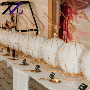 Chauffe-<span class=keywords><strong>plat</strong></span> de luxe suspendu <span class=keywords><strong>en</strong></span> forme d'œuf, or et blanc, 20L, pour traiteur, avec chariot de présentation alimentaire - Product Image 3