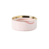 Bol en céramique à motif marbre avec rebord droit, plateau flottant anti-renversement et anti-débordement, protection du cou, pour l'alimentation des chats et des chiens