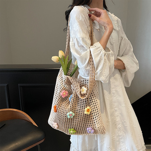 กระเป๋าถือชายหาดทอลายดอกแบบกลวงสไตล์โบฮีเมียนกระเป๋าสะพายไหล่ของผู้หญิงสไตล์โบฮีเมียน - Product Image 4