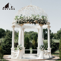 Gazebo de Piedra para Jardín, Decoración Exterior Personalizada QUYANG, Pabellón de Mármol Tallado a Mano para Bodas con Cúpula de Hierro
