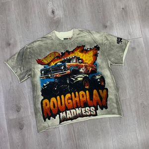T-<span class=keywords><strong>shirt</strong></span> in cotone vintage stile streetwear di tendenza, effetto sbiadito, oversize, con stampa grafica, per uomo, stile Y2K, modello corto. - Product Image 6