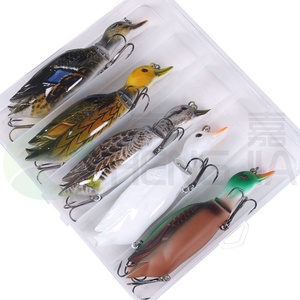 5ชิ้น/กล่อง13Cm 35G DUCK เหยื่อตกปลาผิวน้ำ,เหยื่อปลอมแบบลอยเหยื่อแบบข้อต่อหลายตัวพร้อมขนนก - Product Image 5