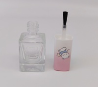 Cepillo de nailon con mango de plástico y tapa cuadrada de vidrio UV degradado, logotipo/color personalizado, tapa de rosca para esmalte de uñas y aceite.