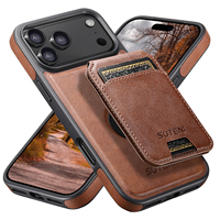 Coque de téléphone SUTENI pour iPhone 18 Pro Max avec chargement sans fil, support magnétique pour cartes, 2-en-1, en similicuir, compatible avec les modèles 17, 16 Plus, 15, 14, 13, 12