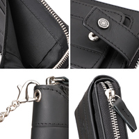 Portefeuille Homme Simple en Cuir Véritable avec Doublure, Pliant, Logo, Porte-Billets Ouvert, Décontracté, Voyage, Classique, Anti-RFID, en Polyester Doux