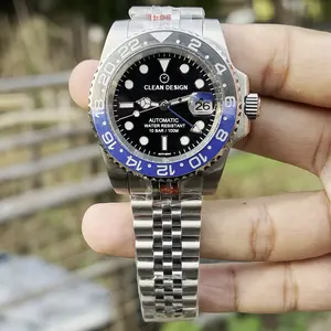 Nouvel arrivage de montre-bracelet de sport de luxe pour hommes en acier inoxydable de 40mm à double fuseau horaire mouvement 3285 montre mécanique automatique