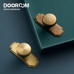 Dooroom Brass Furniture Handles Modern Matt Brushed Nickel Yellow Bronze Pulls With Base Cupboard <strong>Wardrobe</strong> Dresser Shoe Box <strong>Draw</strong> - Product Image 1