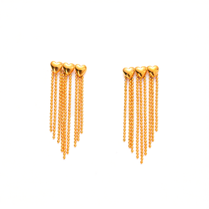 Pendientes de Moda con Diseño de Corazón y Borla, en Acero Inoxidable 316L con Baño de Oro PVD - Product Image 2