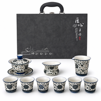 Service à thé Gongfu Lotus Scroll 9 pièces en porcelaine mate écologique et durable, comprenant Gaiwan, Tasse de partage, Soucoupe, Bol et Infuseur 6 tasses