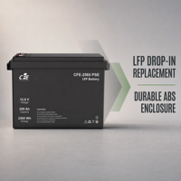 Batterie LiFePO4 LFP CFE-2560 PSE 12.8V 200Ah avec BMS IP65, 3000 cycles, pour onduleur Growatt, solaire marin et alimentation de secours solaire
