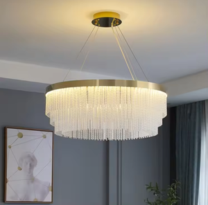 Top vente rond maison hôtel décor LED pendentif or swarovski cristal lustre lumière - Product Image 1