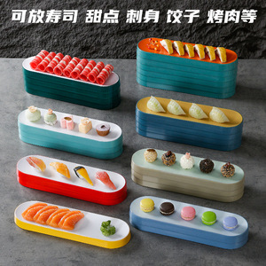 Rectangular commercial sushi restaurant <b>plates</b>, imitation porcelain sashimi <b>plates</b>, hot pot and barbecue long <b>plates</b>, <b>melamine</b> - Product Image 3