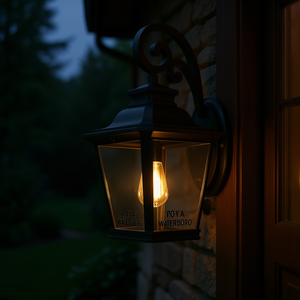 Lanterne murale extérieure en aluminium noir, étanche, avec panneau en verre transparent, style vintage, luminaire pour jardin, porche, entrée, 110V - Product Image 2