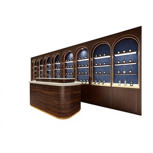 Penbo PVC Perfume Display Counter Modern Cosmetic Shop Decoration Customized Display Stand LED Lighting - Product Image 4