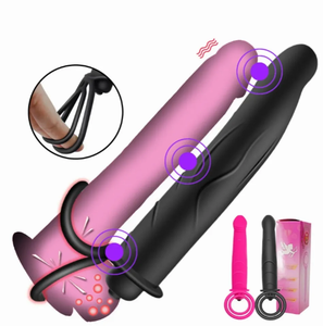 Yeni silikon posteranal Anal fişler çift yapay Penis kilitleme Sperm halkası titreşimli erkek Penis halkası seks oyuncakları çift için - Product Image 1