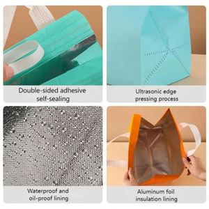 Wholesale Food <b>Lunch</b> Delivery Bag Large Non-woven Thermal Bag Food Delivery Insulated Cooler Bag With Logo - Product Image 6