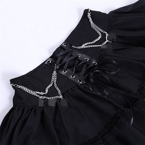 Mini jupes en dentelle noire gothique avec chaînes croisées Faldas Y2K Jupes de gâteau à plusieurs niveaux esthétiques Lolita sexy - Product Image 6