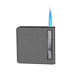 Lovisle Waterproof Windproof Lighter Gas Adjustable Jet Flame Torch Lighter Refillable Butane Lighter Case Holder
