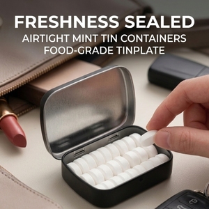 Vietnam WeWood Minimalist <b>Small</b> Mint Tin Box Hinged Metal Pocket Case Custom Logo Premium Breath Mint <b>Containers</b> - Product Image 2