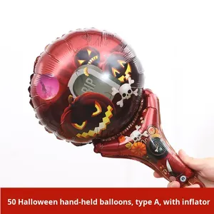 Mini diadema de Halloween, globo de aluminio, suministros de decoración para fiesta de Halloween, juguetes para niños, globos de palo de mano de dibujos animados - Product Image 4