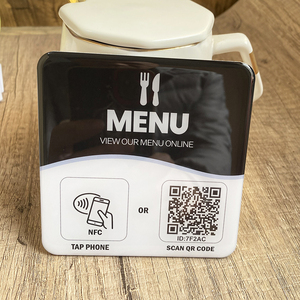 10X10cm แตะเพื่อสั่งซื้อรหัส <span class=keywords><strong>QR</strong></span> กำลังสองของการ์ด NFC แผ่นเมนูดิจิทัลสำหรับร้านอาหาร - Product Image 6