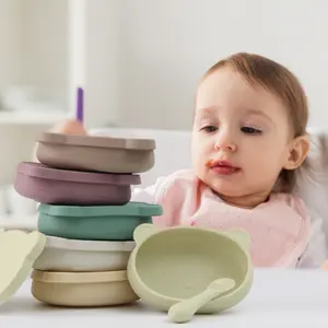 YDS Ins Bán Chạy Hình Con Gấu Chống Trượt Silicone Bé Bowls Silicone Bé Ăn Toddler Bé Bowl