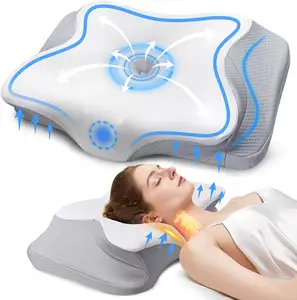 목 통증 완화 정형 메모리 폼 윤곽 베개를위한 맞춤형 수면 경부 베개