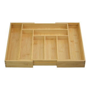 Organizador de Cajones de Bambú, Caja de Almacenamiento Expandible, Contenedor Rectangular con Divisores para Utensilios de Cocina y Cubiertos - Product Image 2