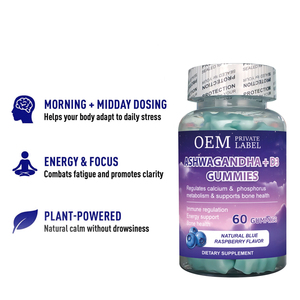 Жевательные конфеты OEM Ashwagandha + D3 со вкусом натуральной синей малины для поддержки иммунитета и энергии - Product Image 2